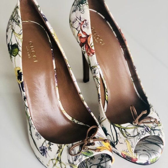 Gucci floral peep toe heels size 7.5 - Picture 8 of 8